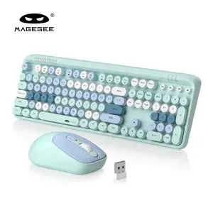 MageGee V920 Creamy Keyboard And Mouse with Round Keycaps(Not Bluetooth)Office Keyboard and Mouse Set,Gradient color,Full-Size, Sleep Mode, 2.4GHz,