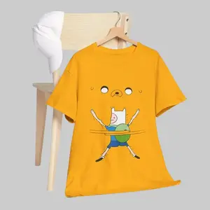 Adventure Time Finn and Jake Hugging Unisex Tshirt For All Ages for the whole family, Jake the Dog and Finn the Human Colorful Cartoon Fans and Lovers Gift