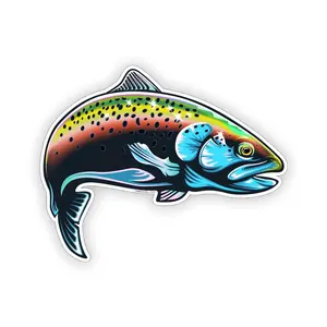 Rainbow Trout Fish Vinyl Sticker - Sea Fishing Decal for Cooler, Laptop, Cup, Car, Truck, Vehicle Window Waterproof ABM