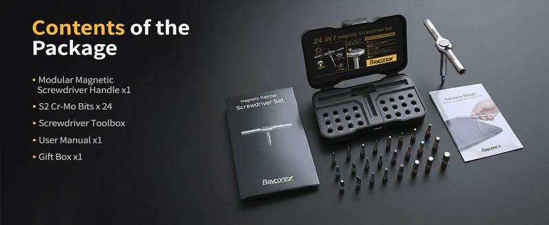 24 in 1 Magnetic Ratchet Screwdriver Set,Multi Bit Ratcheting Screw Driver kit,Precision Precision Screwdriver Case,Portable Compact Tool Kit for Home Repairs, Electronics,Furniture,Bicycle