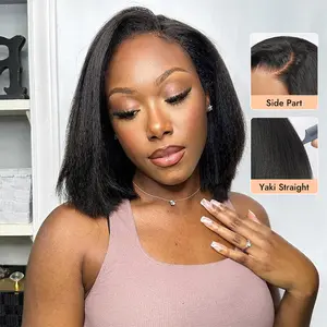 [New In] Wiggins Hair Glueless Wig Yaki Straight Side Part Pre Styled Bob Wig 13*4 Lace Frontal Wigs Human Hair Ready To Go Pre Cut Lace Pre Plucked Hairline Pre Bleached Knots Beginner Friendly
