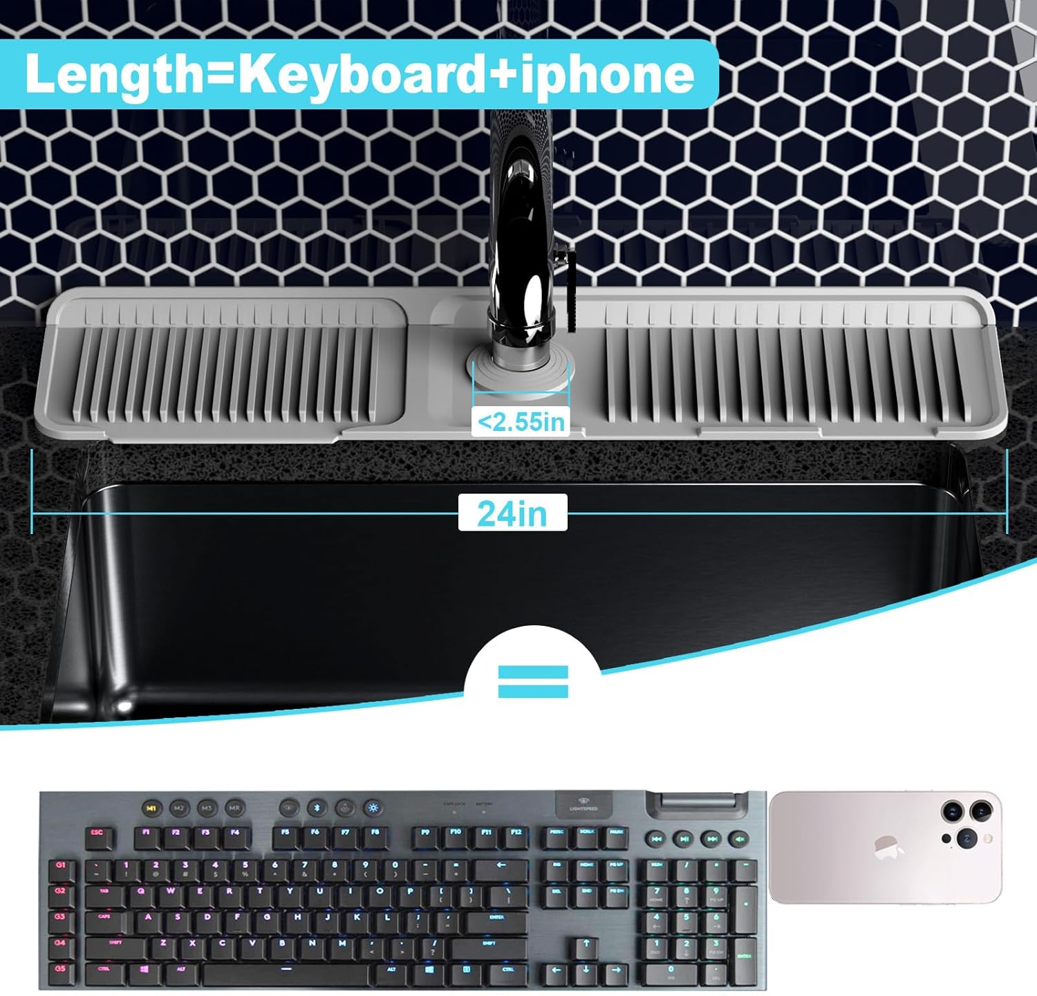 Kitchen Sink Faucet Mat, Silicone Folding Splash Guard, Draining Mat with Button Lock, Sink Faucet Protector, Sink Accessories for Kitchen Household Items Cleaners Kitchen Sink Faucet Mat, Silicone Folding Splash Guard, Draining Mat with Button Lock, Sink Faucet Protector, Sink Accessories for Kitchen Household Items Cleaners