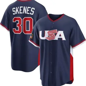 Men’s Skenes #30 Baseball Jersey – 2026 World Baseball Classic USA Navy Stitched Fan Shirt