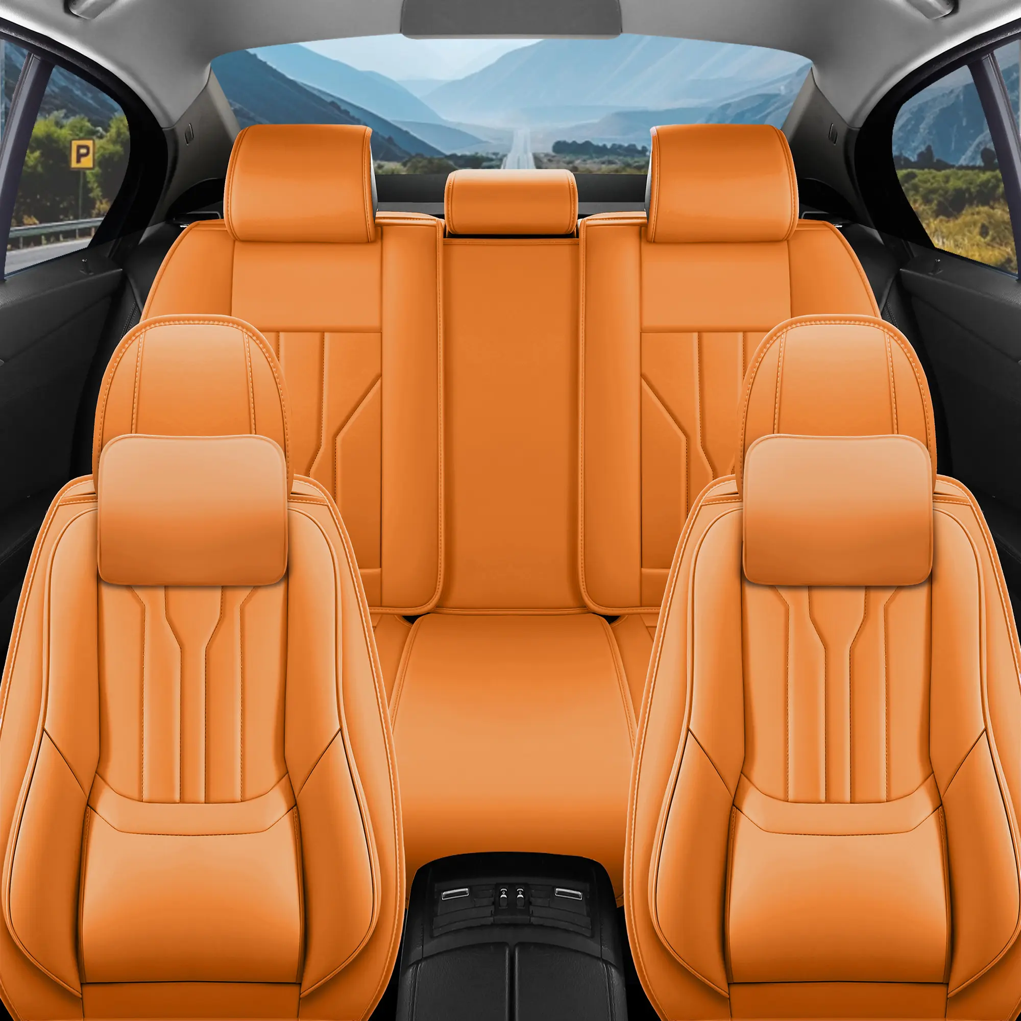 OTOEZ 5PCS Luxury Nappa Leather Car Seat Covers with Headrests, Full Coverage, Universal Fit, Waterproof, Easy Installation, Car Interior Accessories Auto Seat Protectors