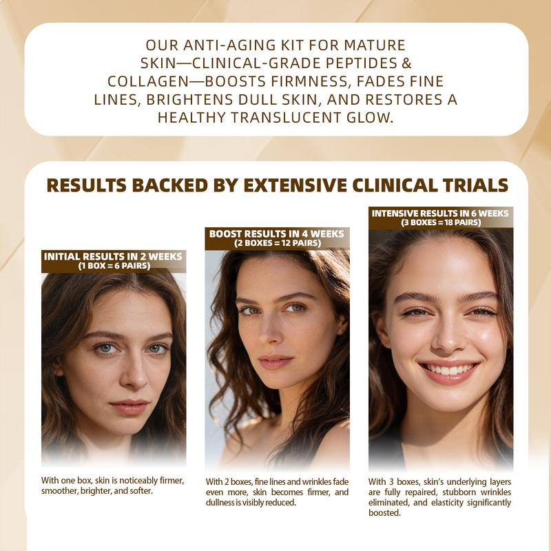 Mature/Dull/Dry/Oily/Normal Skin Anti-Aging Kit | MakeRose Peptide Collagen | Lifting Firming & Pore Minimizing | Reduces Wrinkles & Repairs Texture | Face/Neck/Hands | Unisex