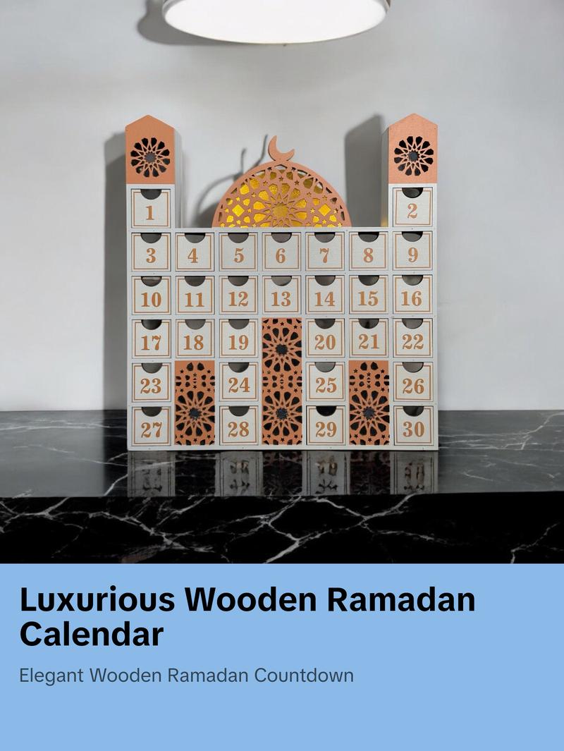 Ramadan Calendar Countdown - Luxurious Wooden Iftar Gift Tracker Eid Advent Calendar Box