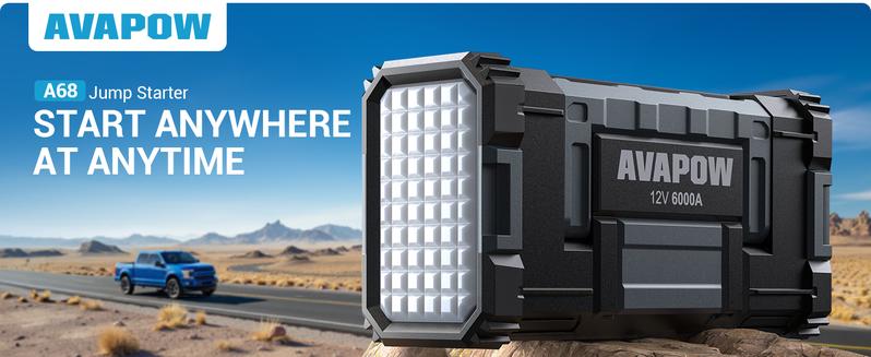 AVAPOW 6000A Jump Starter,For All Gas/Up to 12L Diesel,12V Portable Car Battery Jump Box,Dual USB Quick Charge,DC Output,Built-in LED Light,Super easy to use,Safety,TikTok Deal, Auto