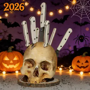 Gothic Skull Knife Holder for Steak Knife Set Storage Only (Knives Not Included) | Halloween Decor & Valentines Gift for Boyfriend | Unique Kitchen Home Bar Essentials