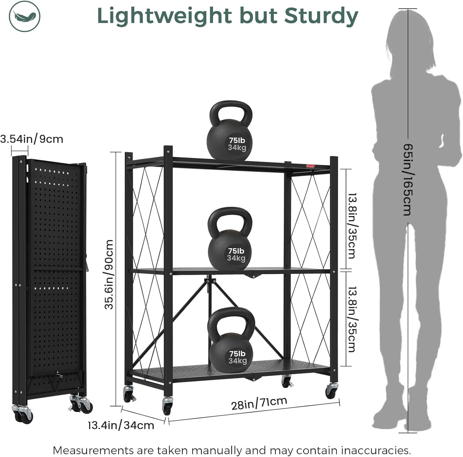 3 Tier Foldable Storage Shelves with Wheels Freestanding Metal Wire Shelf Rack for Kitchen Garage Basement Pantry Black Pack of 2 No Assembly Organizer Rolling Cart 3 Tier Foldable Storage Shelves with Wheels Freestanding Metal Wire Shelf Rack for Kitchen Garage Basement Pantry Black Pack of 2 No Assembly Organizer Rolling Cart