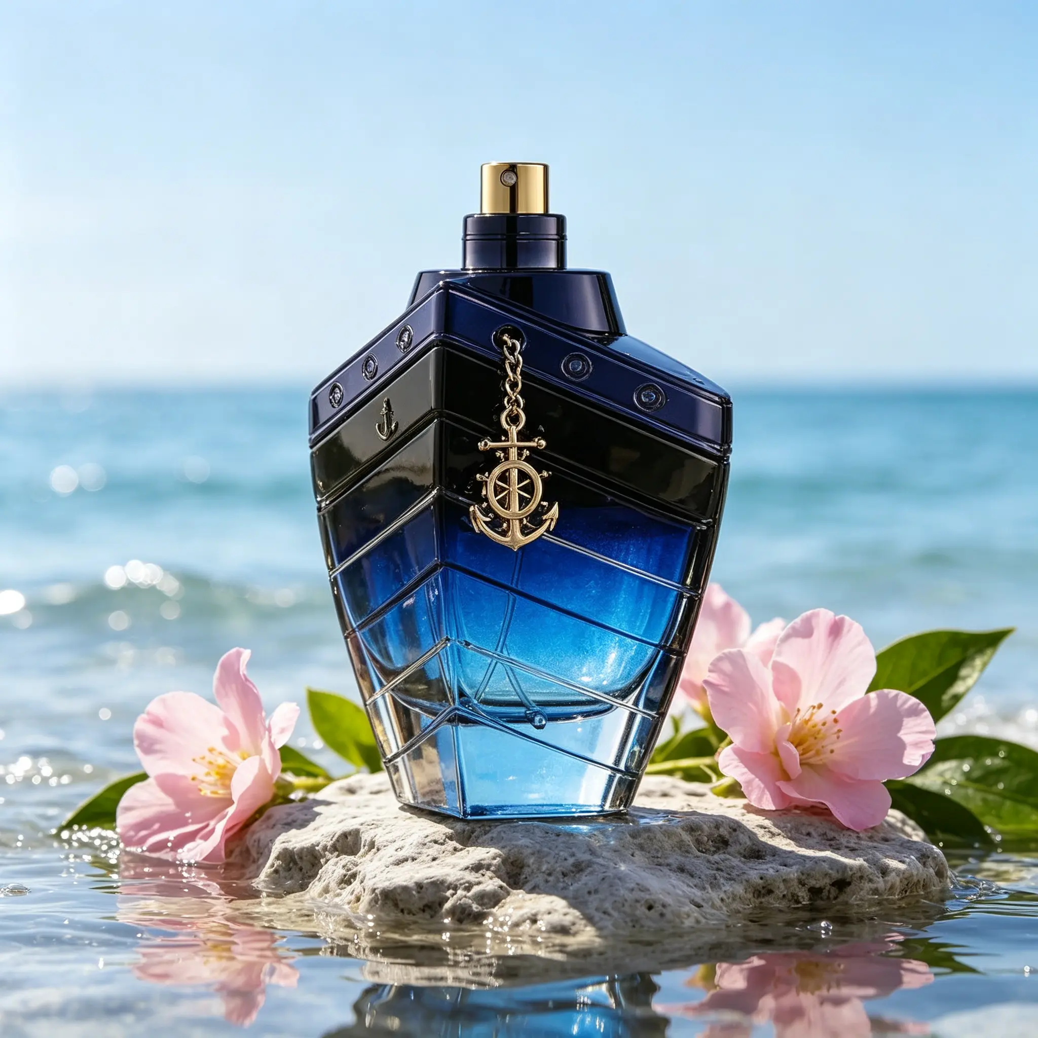 Men's Luxury Nautical Eau de Parfum - Refreshing Aquatic Coastal Scent, Unique Ship-Shaped Blue Bottle Perfume, Ideal Birthday Holiday Gift for Men