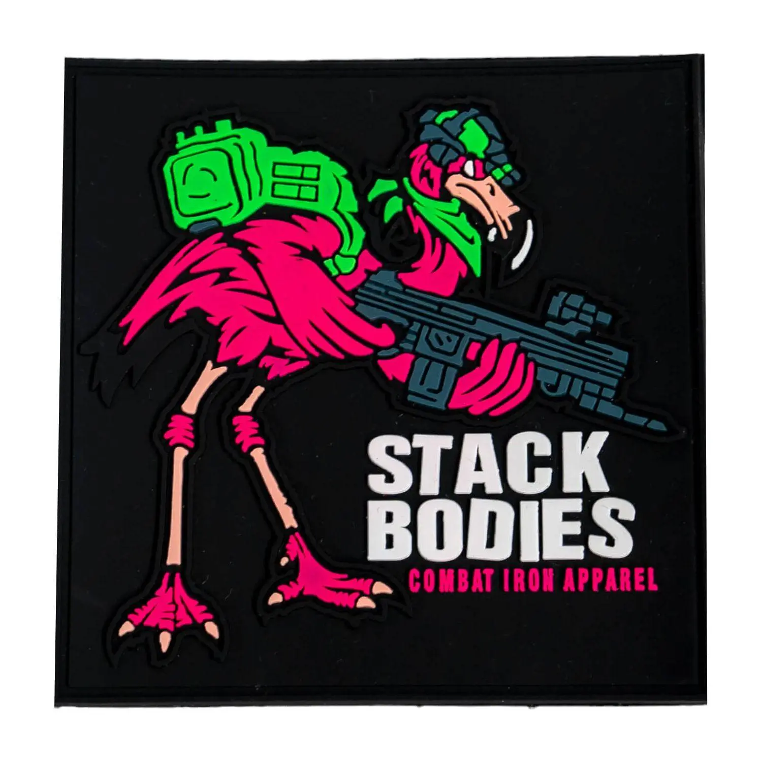 STACK BODIES Flamingo Operator PVC Patch, 3" Wide, Easy Applying, Machine Stitched Velcro Backing for Hats, Vest (Automotive & Motorcycle Car Interior Decoration Accessory)