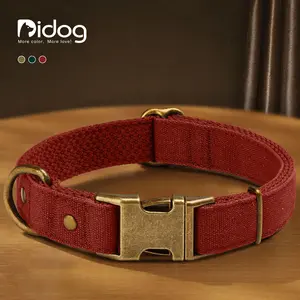 Didog Vintage Dog Collars for Small to Large Dogs, Soft Padded Premium Nylon Dog Collar with Quick Release Metal Buckle, Durable & Adjustable Pet Collars for Boy Gifts，Fit（10-22）