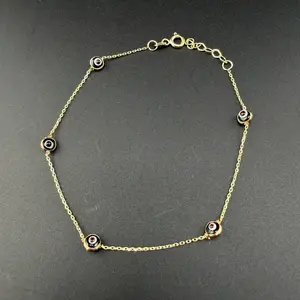 14k gold blue evil eye bracelet