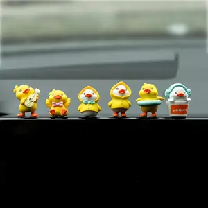 Yellow Duck Car Dashboard Decor, 6PCS Cute Duck Car Dash Decorations, Rear View Mirror Ornament, Interior Accessories for Home Office