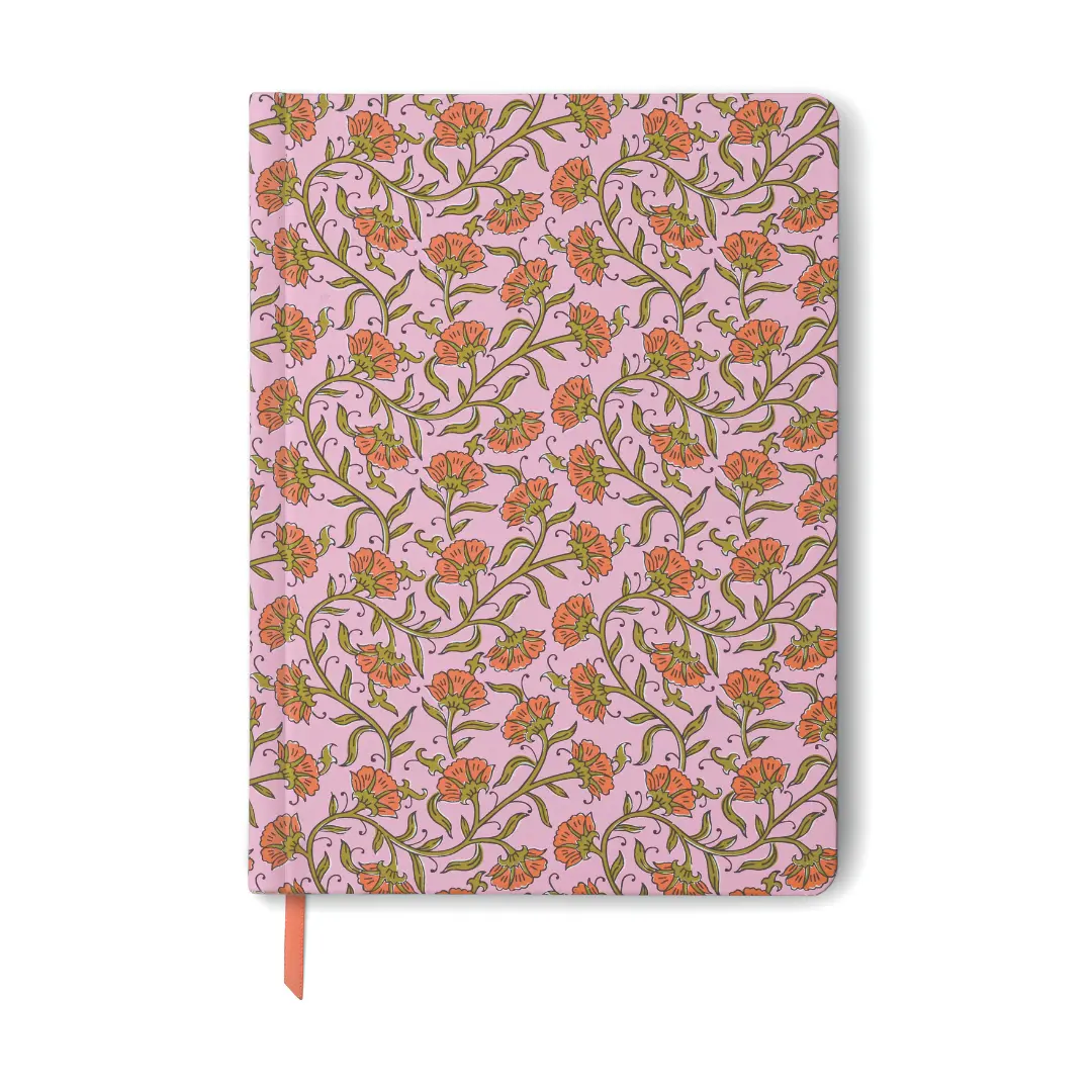 Soft-Touch Oversized Jumbo Journal - Pink Vintage Floral, 200 Lined Pages, 7.5" W x 10.25" H, Day & Month Headers, Ample Space, Office Stationery Notebook to Capture Your Grand Ideas