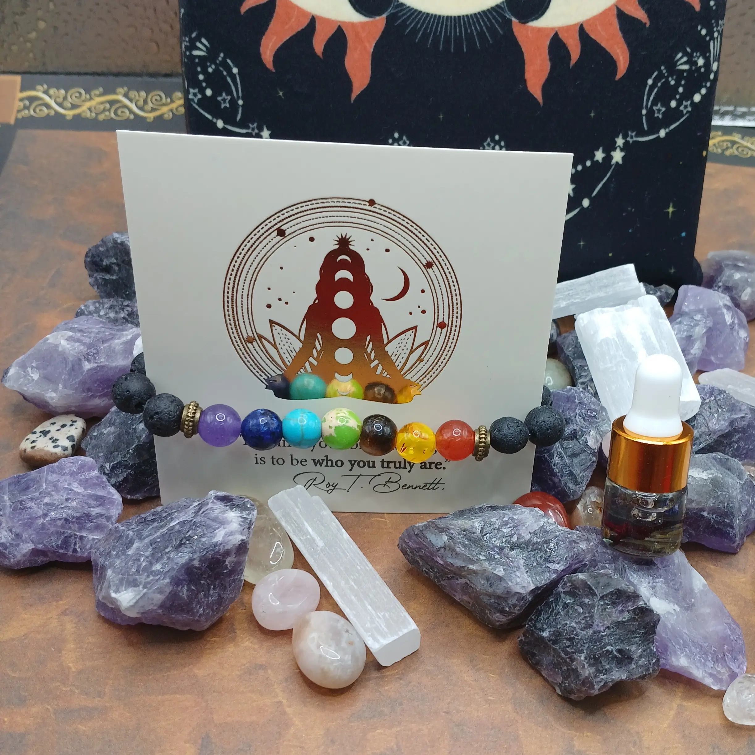 Lava Rock 7 chakras Auromatheraphy essential oil diffuser bracelet with oil included