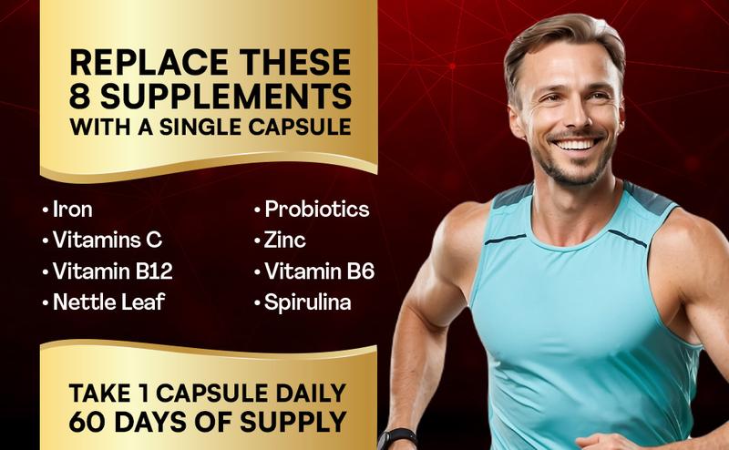 PARROX Iron Supplement - 13 in 1 Women's Menstrual Cycle Support with Iron, Probiotics, Vitamin B6 + B12 & More - 60 Capsules - Made in USA