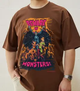 Beware of Monsters Scooby-Doo 2D T-Shirt, Nostalgia 2D Print T-Shirt, Cartoon Network Shirt, Gifts for Cartoon Fans #ScoobyDoooo #CartoonNetwork #NostalgiaCore #ScoobyDoo #GraphicTee #StreetwearUS