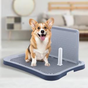 HalloStark Pee Pad Holder, Indoor Dog Potty for Dogs, Dog Pad Holder, Puppy Potty Training Tray with Splash Wall & Center Post, 20.1"×15.4", White