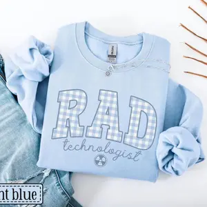 Rad Tech Sweatshirt, X-Ray Tech Gingham Crewneck Sweater, Radiology Technologist Shirt, MRI CT Tech Graduation Gift