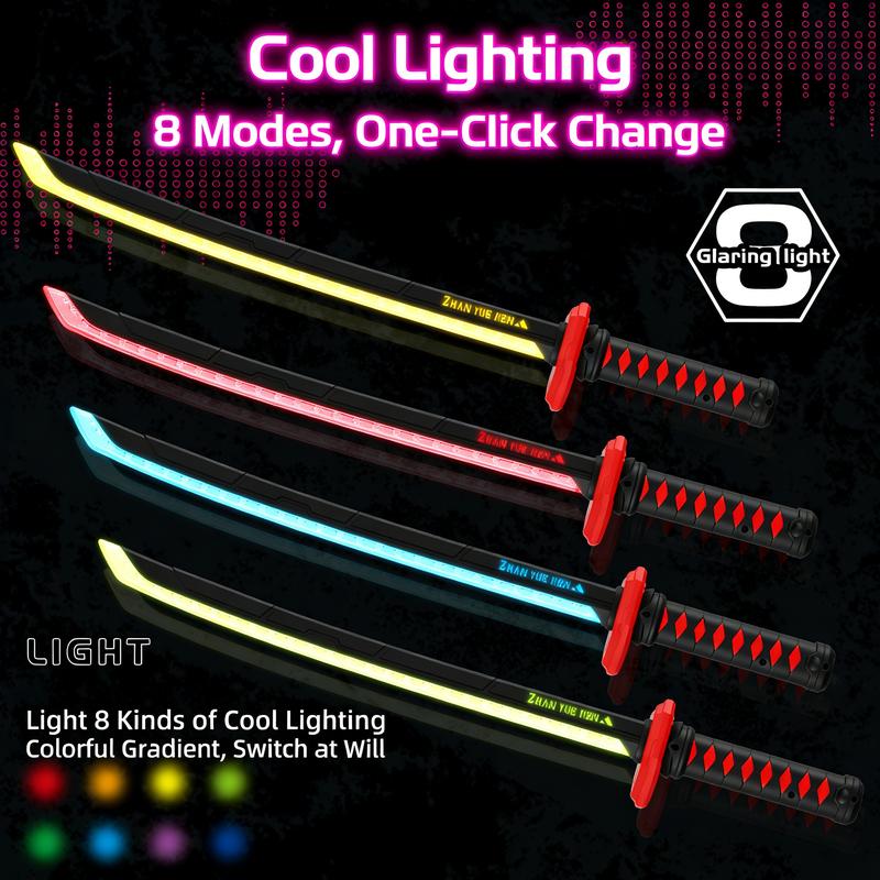 LED Lightsaber Spark Sword, 23" Cyberpunk Neon Blade with Mist, Auto-Eject Sheath, USB-C Rechargeable, Replaceable Flint Spark Feature, Glowing Cosplay Prop for Kids Festivals, Costume Party