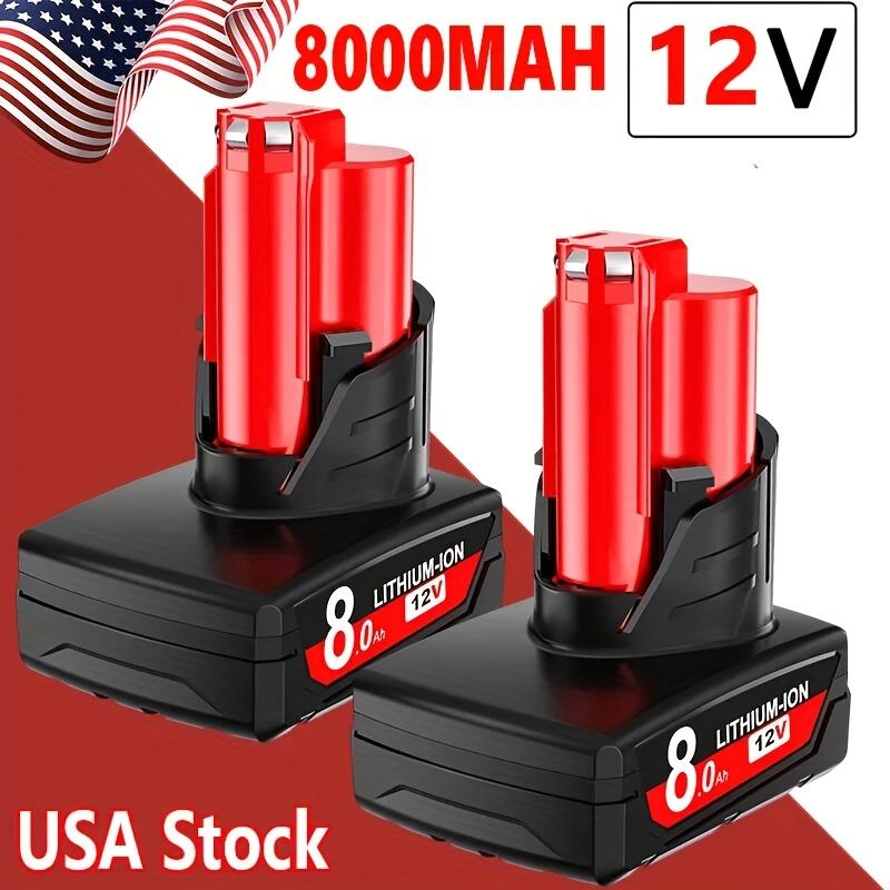 4-Pack 8.0Ah Lithium-Ion Replacement Milwaukee Batteries for M12 12V Cordless Tools Compatible with 48-11-2410 48-11-2420 48-11-2411 High Output