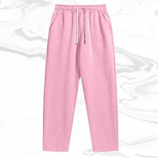 Men's Solid Wide Leg Sweatpants - Straight Cut Mature-Casual Trousers with Adjustable Drawstring Waist and Nice Drape
