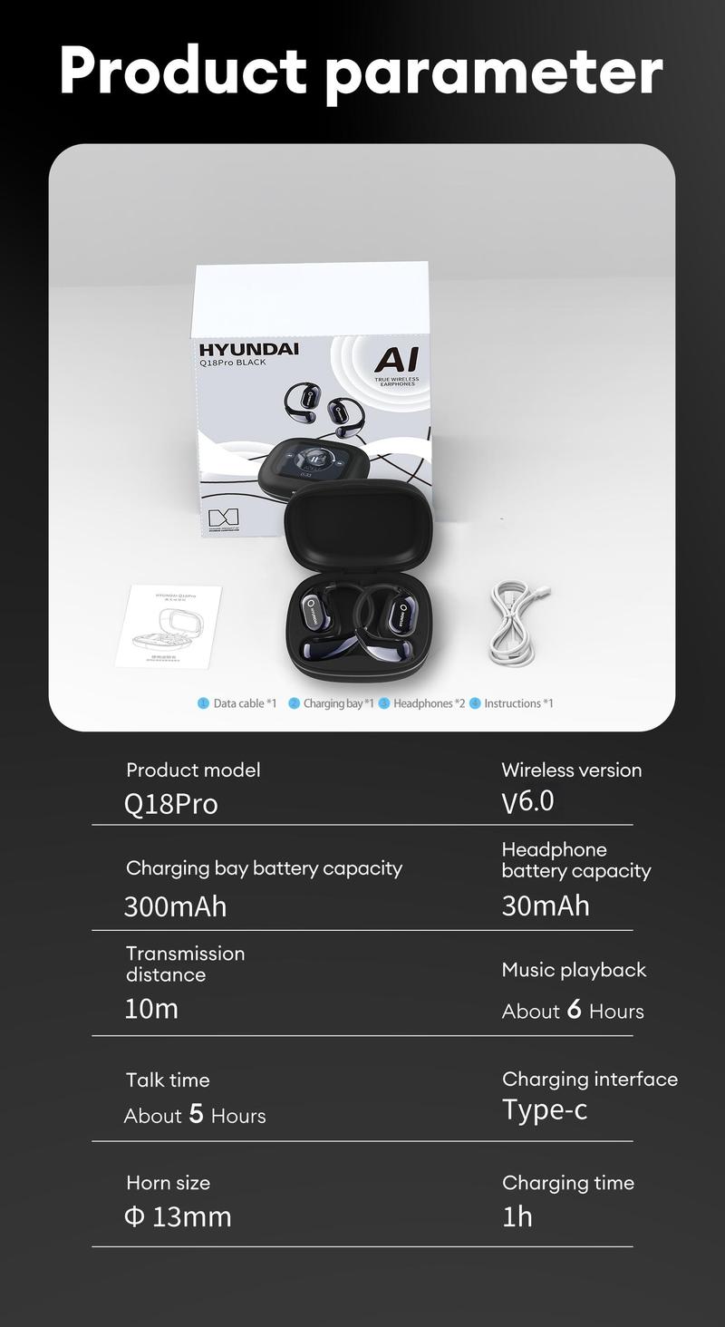 HYUNDAI HY Q18 Pro Smart Bible Prayer Wireless Earbuds with Touch Screen, Bluetooth 6.0, App-Based Prayer & Scripture Audio, Hi-Fi Sound, Audio Headphones for for Daily Use & Spiritual Moments, Compatible with Android & iOS
