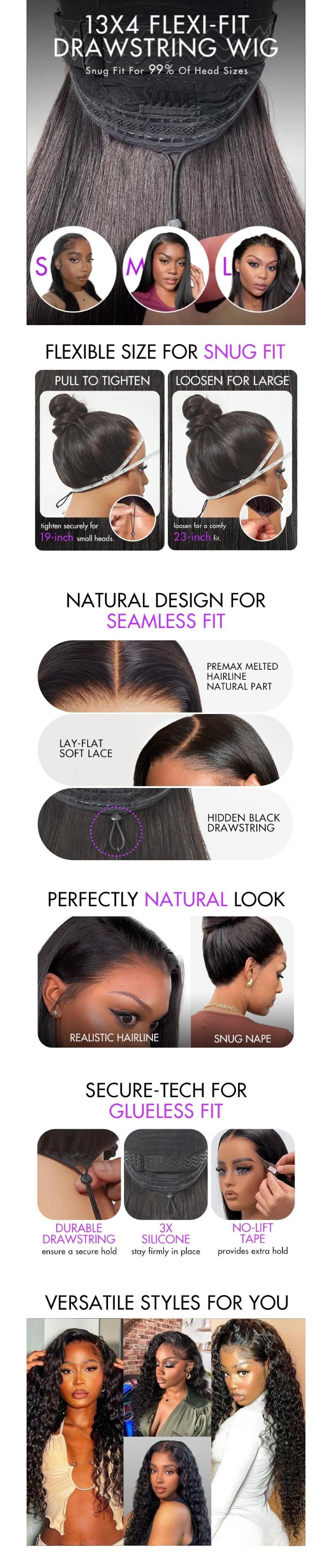 LUVME Water Wave Glueless Flexi-Fit Invisible Drawstring 13x4 HD Lace Fluffy Curly Wig Pre-Cut Lace Pre Bleached Pre Plucked Black Friday Sale — Save Big Now!