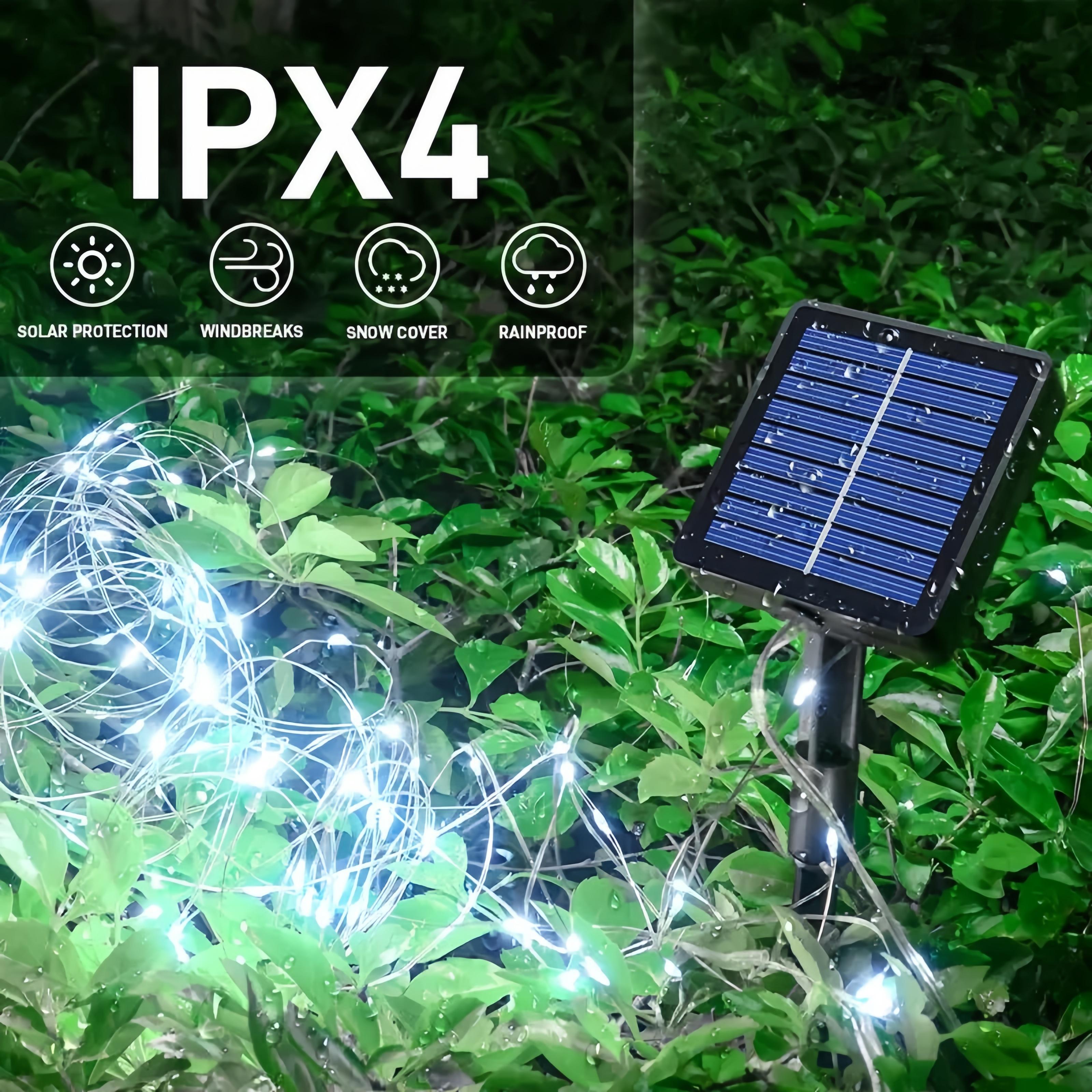 2-Pack Solar-Powered Copper Wire String Lights, 72 Feet (200 LEDs), 8 Modes, Perfect for Outdoor Gardens, Parties, Weddings, Courtyards, Halloween, Christmas Decorations, Camping Essentials Fairy String Lights