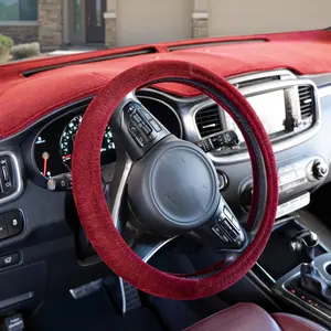 Plush Steering Wheel Cover(Velour), Dash Designs Grip&Go Stretch-On Wheel Cover, Universal Fit, Soft Fabric Comfort Grip, Car Interior Decoration