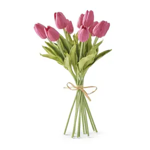 Fuchsia Real Touch Mini Tulip Bundle 13" - 12 Stems Artificial Flower