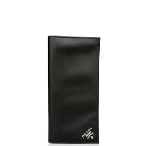 Pre-owned PRADA Leather small leather goods Continental Wallet Saffiano Calfskin Black (ml011926c3)