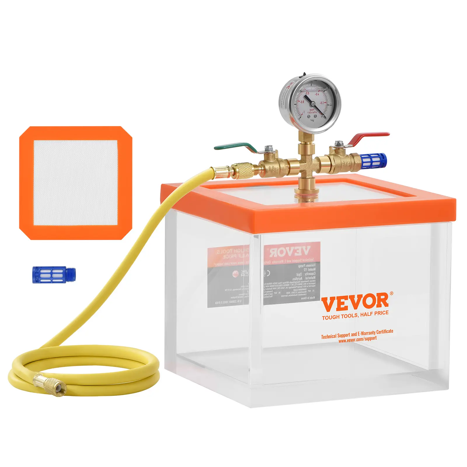 【summerfinds】VEVOR 2 Gallon Vacuum Chamber, Upgraded Multipurpose Acrylic Vacuum Degassing Chamber, Transparent Vacuum Chamber, for Resin Degassing, Silica Gel Degassing, Gypsum Degassing and Vacuum Extraction