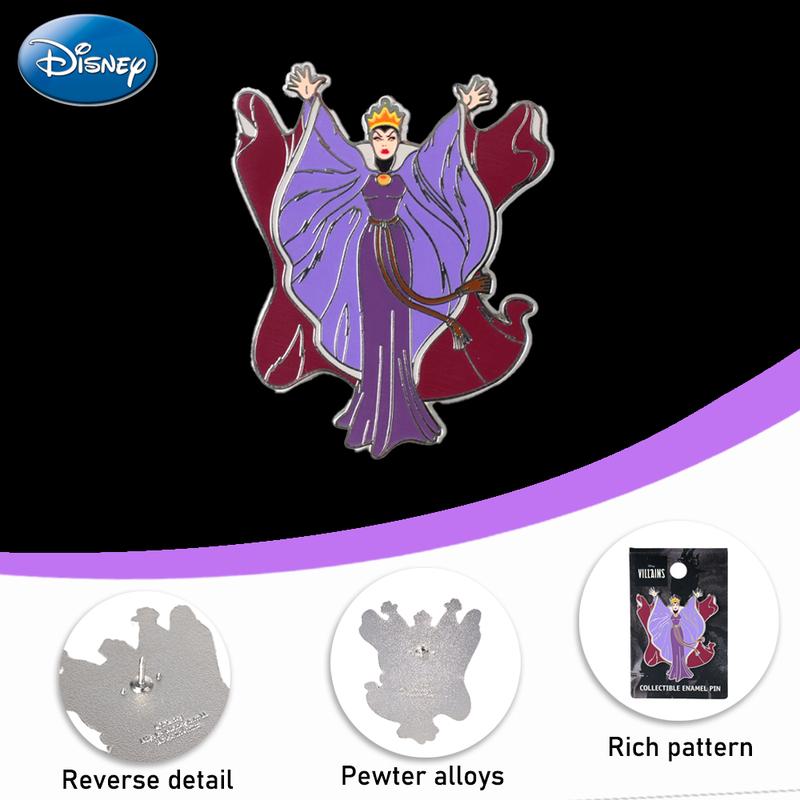 3PCS Disney Classic Villain Pin Officially Licensed Black Magic Maleficent Evil Queen Ursula Anime Brooch Backpack Decoration Jacket Lapel Anti-Rust Exquisite Alloy Enamel Gift