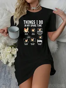 Things I Do In My Spare Time Funny Farmar Farm Chicken Lover Casual Dress