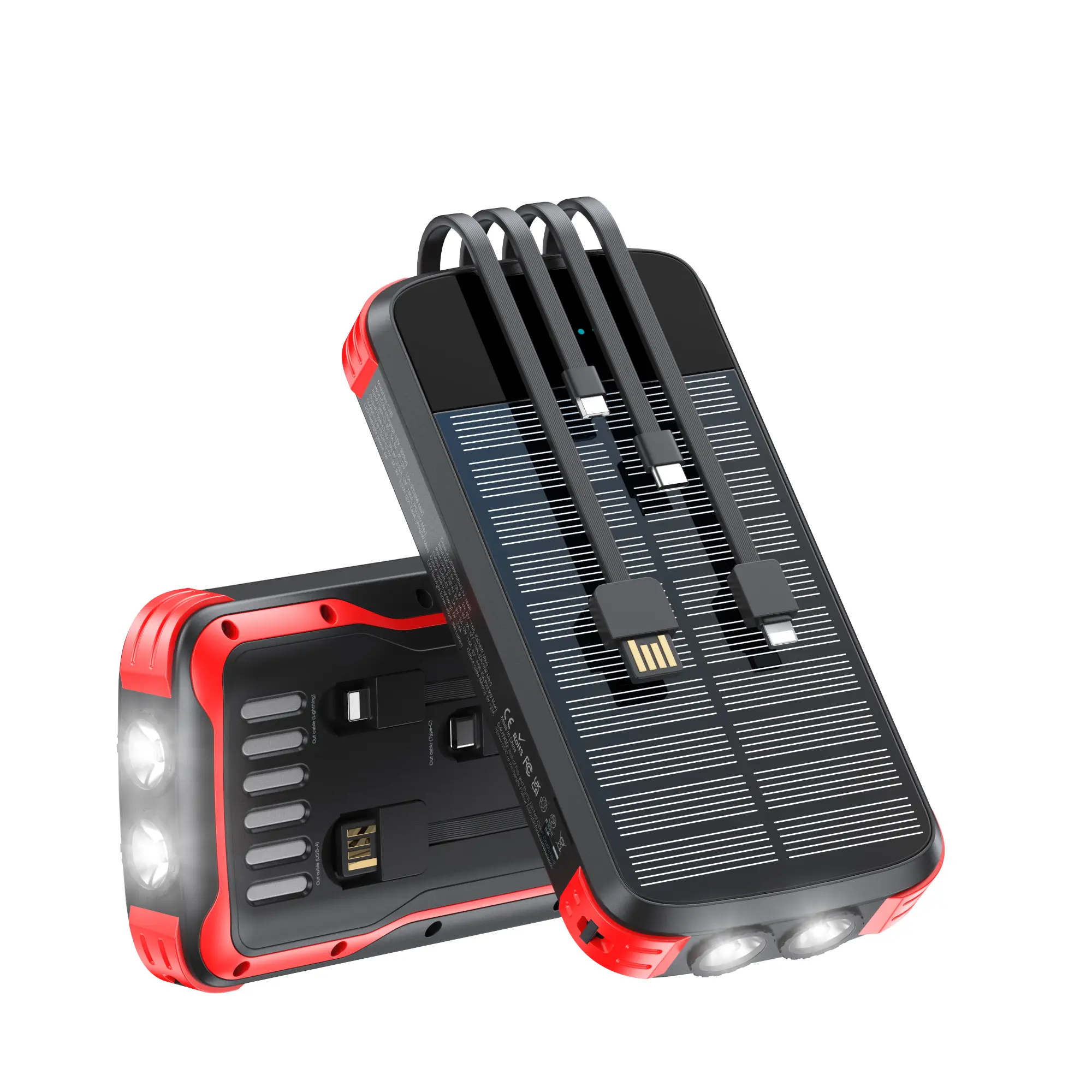 Citicr 40000mAh Portable Power Bank - Solar Cellphone Charger with 4 Cable Outputs, 5 QC3.0-PD 20W Fast Charging Channels, 2 Lights, 1 Panel, Solar Input Powers Up in the Sun, Ideal for Camping Trips,back to school,back to school haul