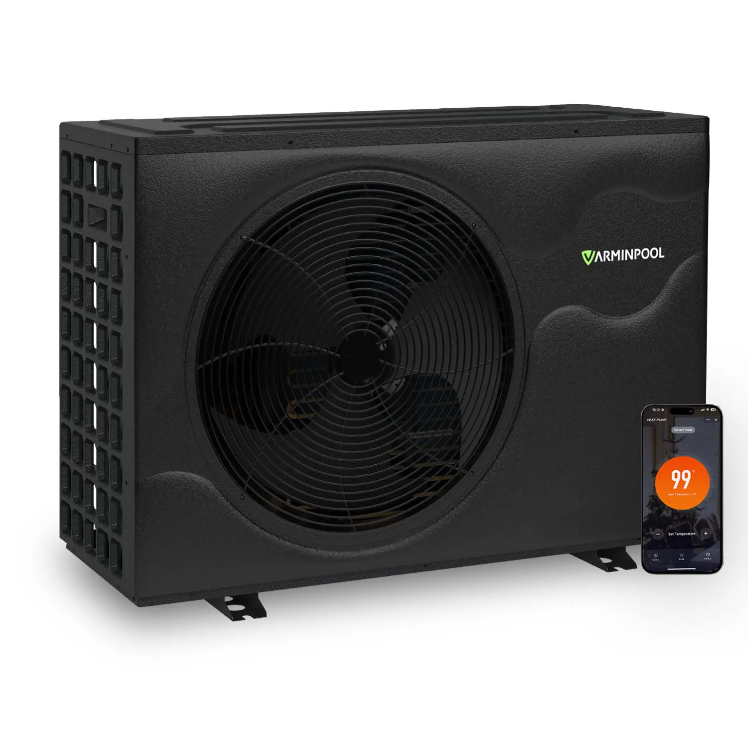 VARMINPOOL Inverter Swimming Pool Heat Pump Heating System - 220-240V/60Hz, Smart WiFi Control, 46°F Capability, Auto Defrost, Timer, Outdoor Above Ground & In-Ground Pool Use, Heats/Cools Up to 18k Gal