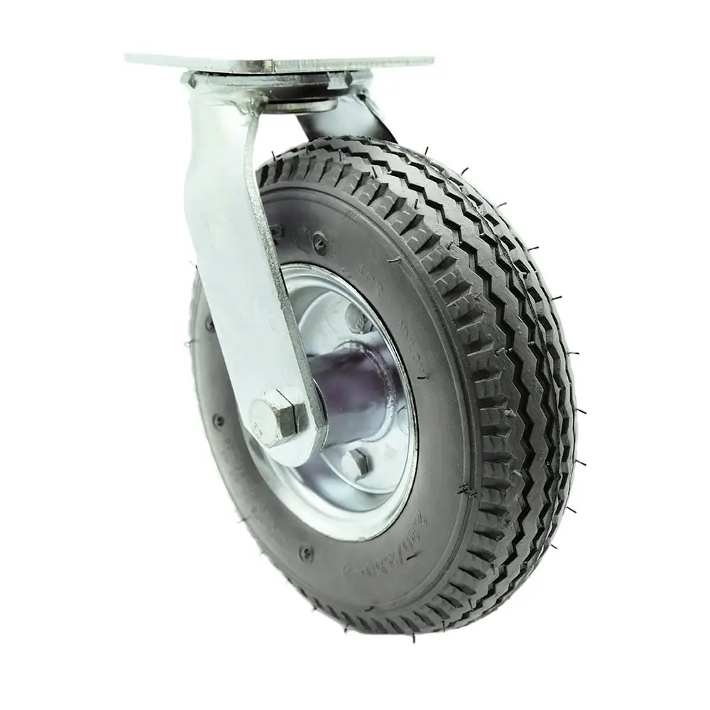 212 MAIN SCC-100S280-PNB-GRY 8 in. Rubber-Coated Swivel Pneumatic Caster Wheel, Gray, Ball Bearings, Smooth Sliding, 300 lbs Load Capacity, Enhanced Noise Reduction, Rubber-Coated Castors, Smooth Sliding Castors