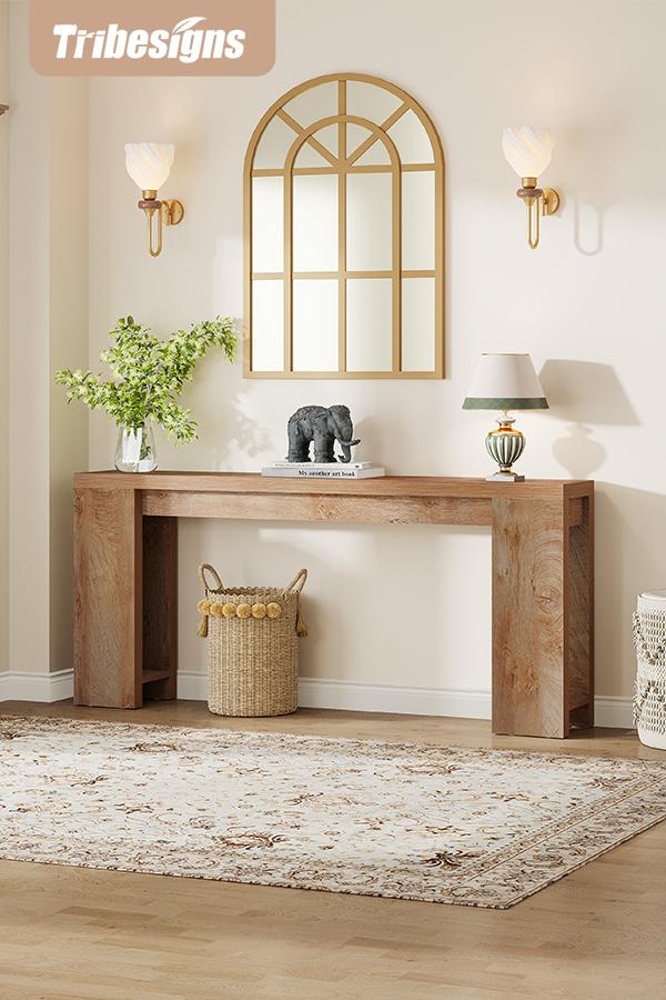Tribesigns 70.9-Inch Long Rectangular Farmhouse Wood Console Table with Foot Pads, Storage Area & Easy Assembly for Entryway, Hallway & Living Room Furniture