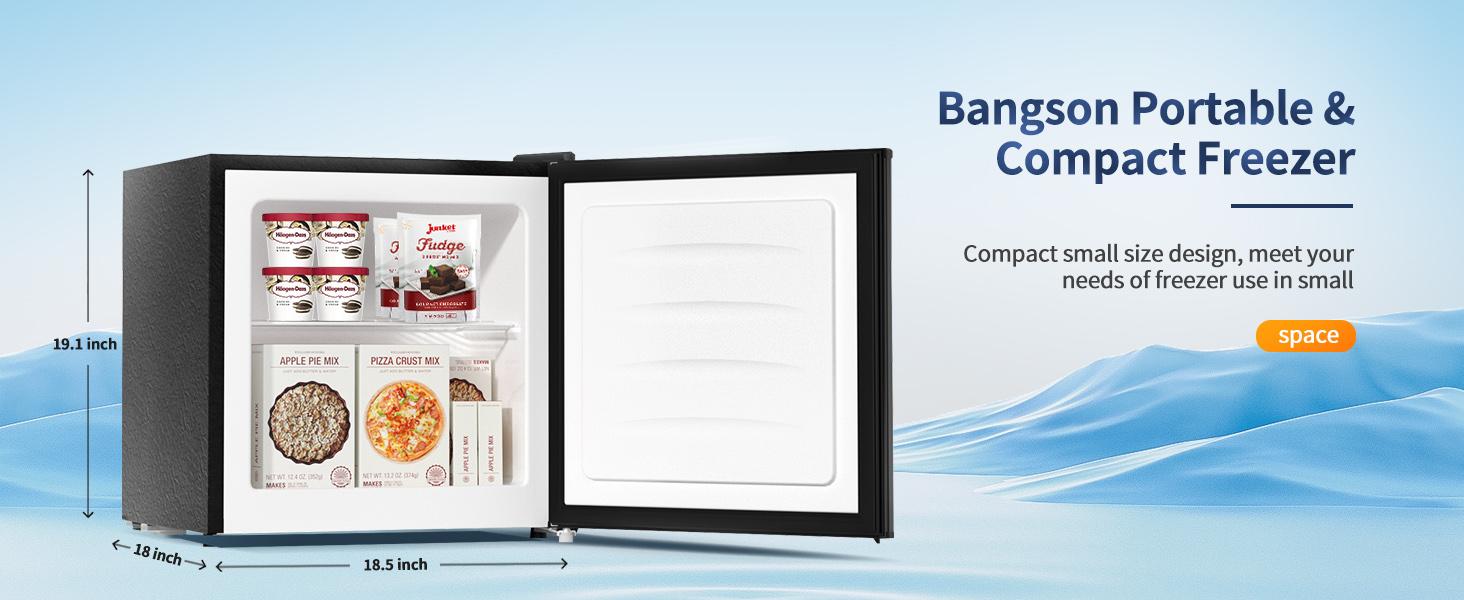 BANGSON 1.1 Cu.Ft Small Upright Freezer, Single Door Mini Freezer, Small Freezer, Adjustable Thermostat, Energy-Efficient, Compact Refrigerator, Quiet Operation, Compact Freestanding Freezer, Gift Idea, Christmas Gift