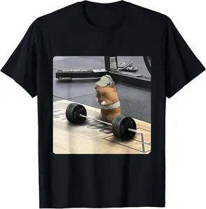 100% CottonHamster Deadlift Training Funny Cute Rat Weightlifting Meme T-Shirt