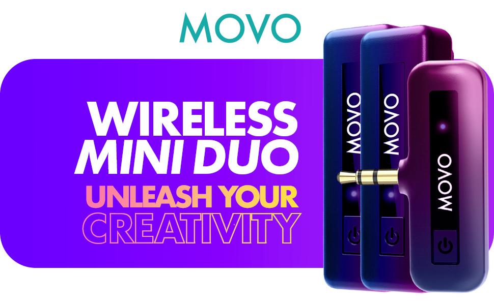 Movo - Wireless Mini | Colorful Lavalier Microphone System for Cameras | Audio Capture Kit with 164ft Range, Omnidirectional, Long Battery Life