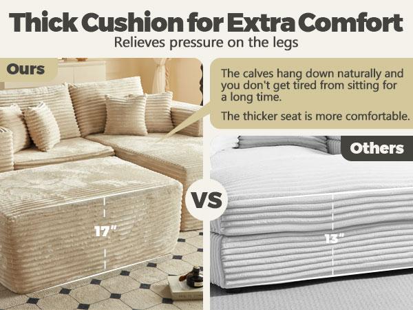 【2 Packages Shipping】Ovios 81" Oversized Sectional Double Lounge Chaise with Cloud Plush Sofa Bed, Fluffy Modern Boneless Couch Sleeper Loveseat Chair for Indoor Living Room Bedroom Reading Movie - No Assembly Required