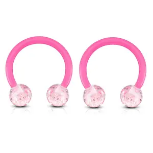 Ultra Glitter Ball Ends Flexible Horseshoe Circular Barbells - Acrylic