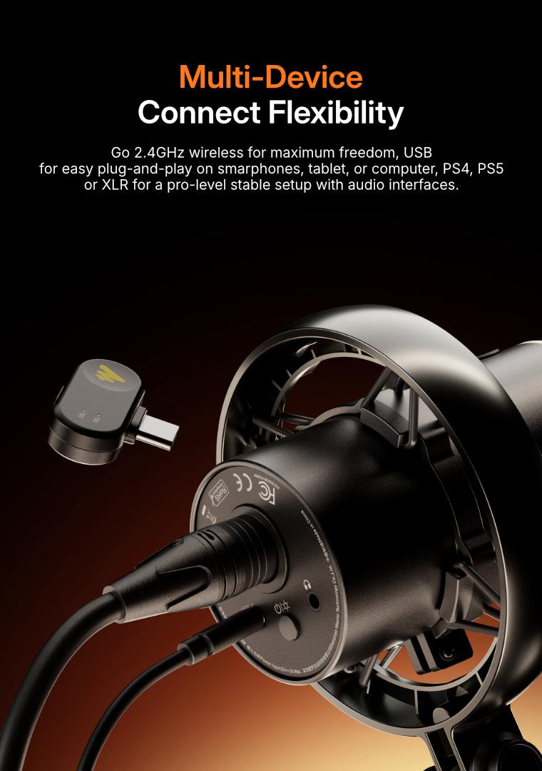 Maono PD200W Hybrid Wireless USB and XLR microphone for PC, Android smartphone, tablet, and Camera, Consoles, perfect for all podcasters, live streamers, gamers, and content creators.