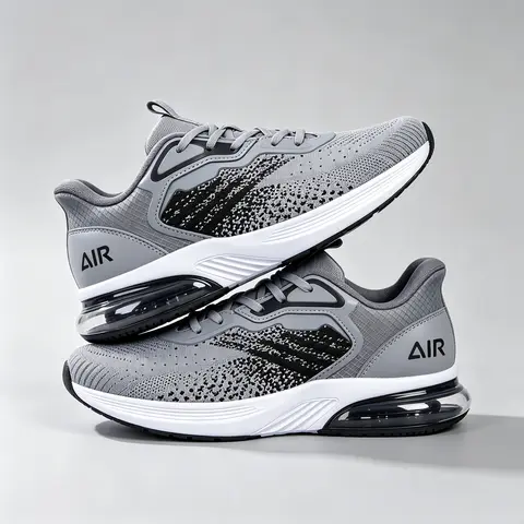 Men's Breathable Running Shoes - Braid Detail, Lightweight Lace-Up Active Casual Trainers, Anti-Slip Shock-Absorbing Rubber Sole, All-Seasons Footwear for Gym to Jogging, Walking