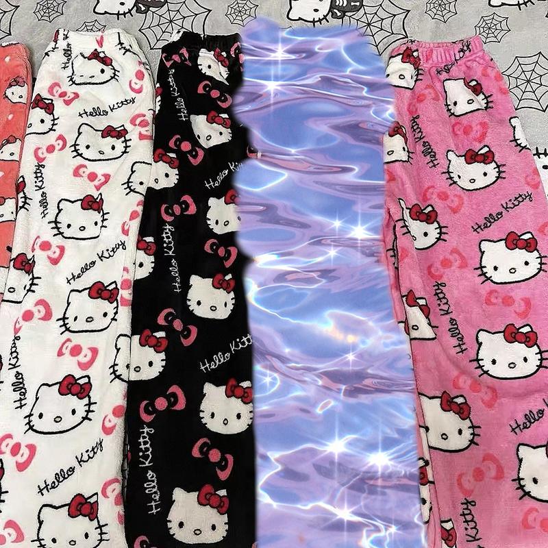SANRIO Hello Kitty Comfy Pajama Pants - Size Need Two More - Cute Cozy Y2K Style - TikTok Approved Loungewear for Women - Perfect for Couples - Nightwear - Womenswear