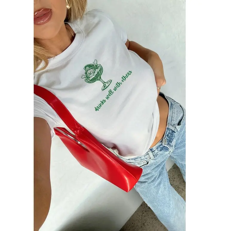 Leprechaun Cocktail Party St Patrick's Day Baby Tee, Y2K St Paddys Crop Top, Luck of the Irish Shirt, Saint Pattys Parade, Trendy Shamrock