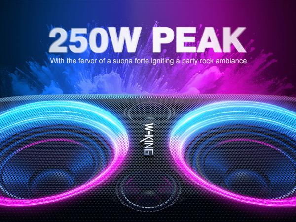 W-KING 270W PEAK Party Large Bluetooth Speaker Loudest Boom Box 12 Custom Bass Massive 125dB 6.5''x2 Subwoofer Deepest Bass Big Portable Speaker Wireless IPX5 MIC>R in USB TF AUX Removable Battery Audio Smartphone
